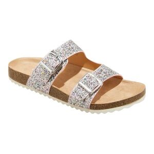 NWT Cat & Jack Girls Drew Footbed Glitter Double-Strap Sandals - Size 3